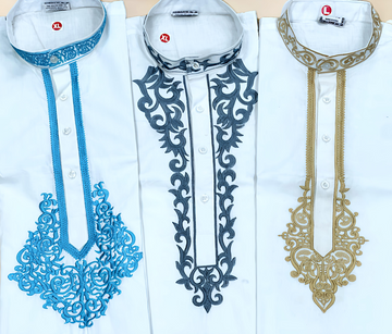 White man's Kurta 3-Color Embroidery Combo